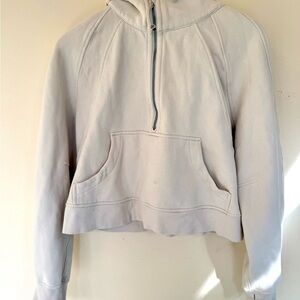 Lululemon Cropped Half Zip Scuba Sweatshirt Hoodie - Cream Size M/L